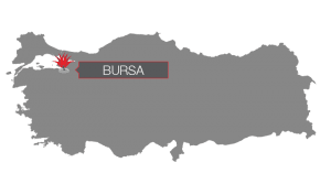 map of Turkey with Bursa located