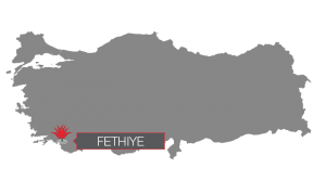 Map of Turkey with Fethiye located