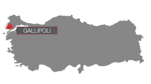 Map of Turkey with Gallipoli located