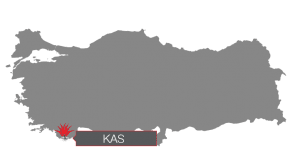 Map of Turkey with Kas located
