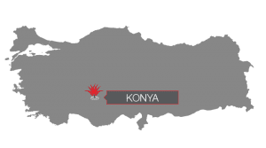map of Turkey with Konya located
