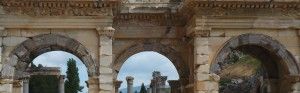 view of ancient ruins in Ephesus, Turkey